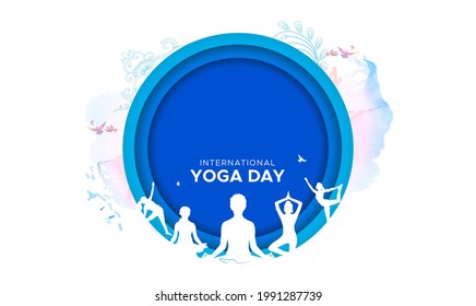 Yoga meditation concept. international yoga day. Employees, people doing yoga, breathing exercises, Ayurvedic meditation and enhancing immune system