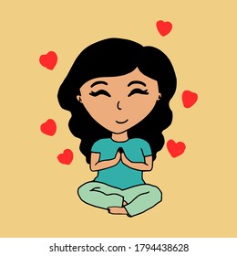yoga meditation cute girl doing yoga
