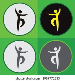 Yoga Meditation Exercise Stretching People Icon Sign Symbol Pictogram, Black and white yoga icon, Vector.