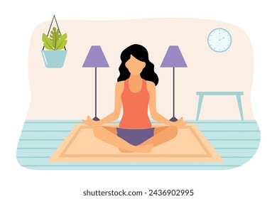 Yoga Meditation Flat Design Illustration