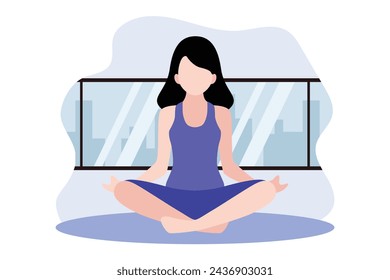 Yoga Meditation Flat Design Illustration