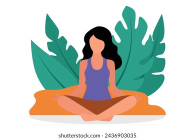 Yoga Meditation Flat Design Illustration