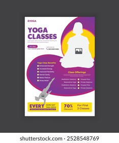 Yoga and meditation  flyer and A4 size and yoga class poster template design or Yoga Studio leaflet design template