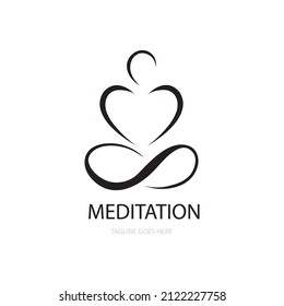 Yoga, icono de la meditación, logotipo de diseño libre vectorial