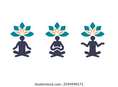 Yoga and meditation icon set, modern flat design