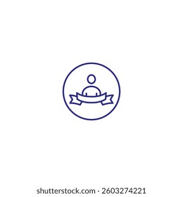 Yoga meditation icon in vector format featuring lotus pose with banner.