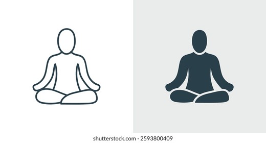 Yoga Meditation Icon Vector. Line and Solid, Mindfulness and Relaxation Symbol Illustration