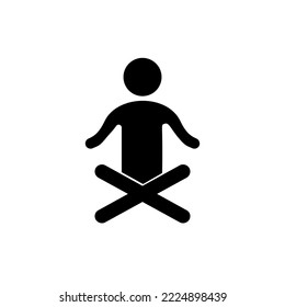 Yoga and meditation Icon vector set. Black and White Relax symbol. Lotus position.