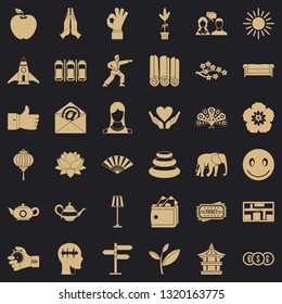 Yoga meditation icons set. Simple style of 36 yoga meditation vector icons for web for any design