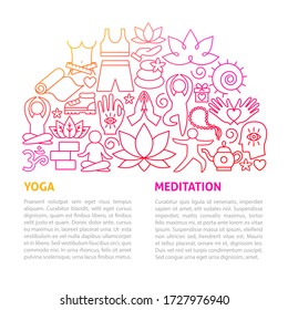 Yoga Meditation Line Template. Vector Illustration of Outline Design.