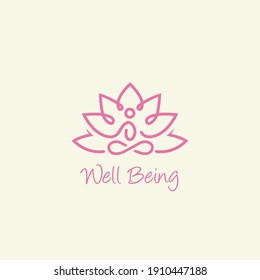Yoga Meditation Logo Design Symbol Template Flat Style Vector Illustration