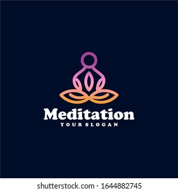 Yoga Meditation Logo Design Vector