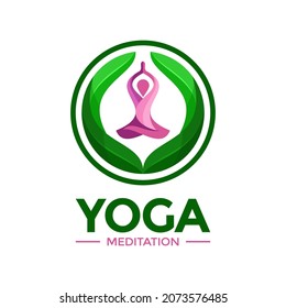 yoga meditation logo vector concept