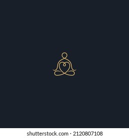 Yoga Meditation Love logo design human vector illustration in gold color
