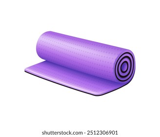 Ioga e Meditação Mat. Item de Meditação. Tapete de Yoga rolado. Ilustração de vetor de estilo de desenho animado 3D. Equipamento de exercício de fitness ícone 3D realista