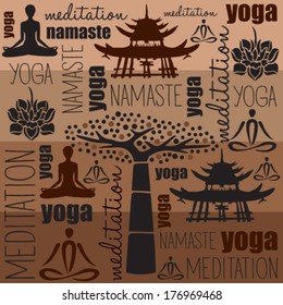 yoga meditation namaste vector illustration