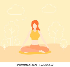 yoga, meditation in park, vector