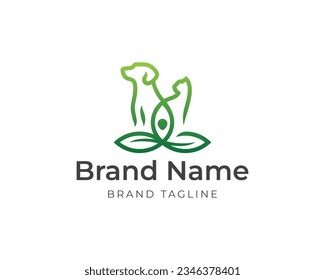 yoga meditation pet logo. meditation logo. pet logo template. pet grooming logo template. holistic medicine.