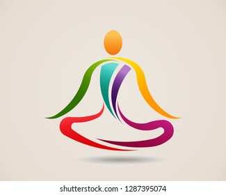 Yoga Meditation Pose. Logo Vector Design Illustration