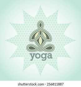 yoga meditation pose lotus emblem design