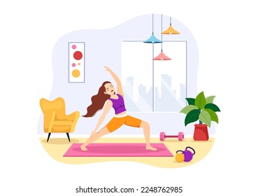 Yoga and Meditation Practices Illustration with Health Benefits of the Body for Web Banner or Landing Page in Flat Cartoon Hand Drawn Templates