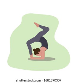 

Yoga, meditation practices.Vector illustration in flat style. Girl doing yoga. Stretching exercises. Healthy Lifestyle. Fitness for youth and beauty. Healthy body.