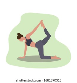 

Yoga, meditation practices.Vector illustration in flat style. Girl doing yoga. Stretching exercises. Healthy Lifestyle. Fitness for youth and beauty. Healthy body.