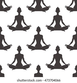 Yoga meditation seamless pattern design vector illustration