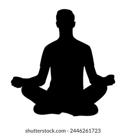 Yoga meditation silhouette. Vector image