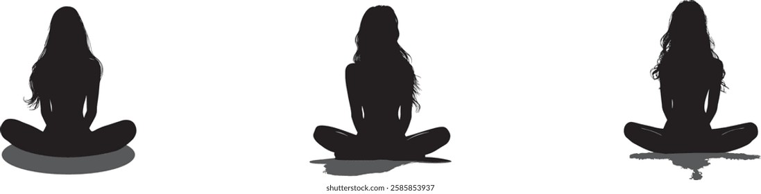 Yoga Meditation Silhouette Vector on White Background