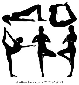 Yoga or meditation Silhouettes Vector illustration