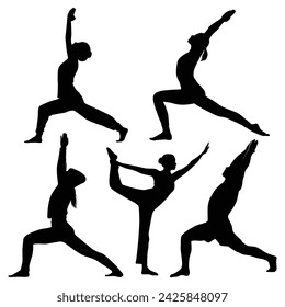 Yoga or meditation Silhouettes Vector illustration