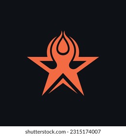yoga meditation with Star logo illustration, yoga company identity. Advertising or web start-up zen symbol design.