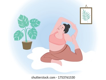 yoga meditation stay home social distance peace woman femme seff confidence motivation positive thing good vibes happy happiness butterfly daisy tropical decoration summer winter 