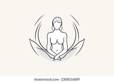 Yoga Meditation studio logo. Relaxation, Wellness health spa Meditation symbol
