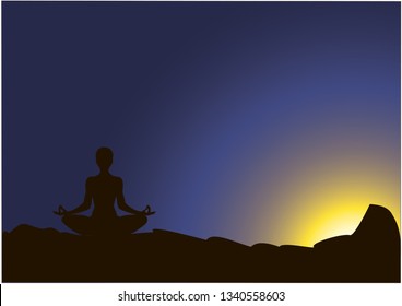 
Yoga. Meditation at sunset.