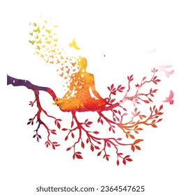 yoga meditation with tree,Tree of Life Yoga,meditation vector 