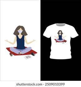 Yoga meditación camiseta nuevo diseño ilustración editable