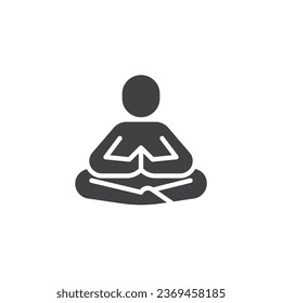 Icono vector de meditación de yoga. signo plano relleno para concepto móvil y diseño web. Icono de glifo de práctica de meditación. Símbolo de yoga, ilustración del logo. Gráficos vectoriales