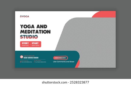 Yoga and meditation video thumbnail banner template design, yoga tips, and beauty spa, web page banner design
