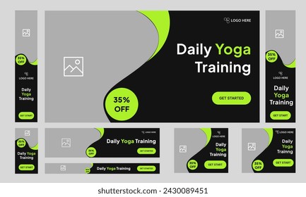 Yoga and meditation web banner template that may be edited and altered for social media posts. Vector eps 10 format is used for the template