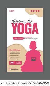 Yoga and meditation web vertical banner design template
Morning yoga and fitness class social media story design