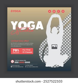 Yoga, meditation, and wellness banner design template  for social media post