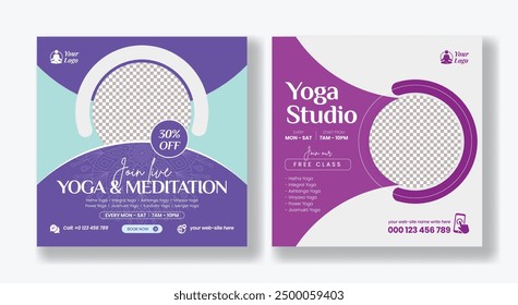 Yoga, meditation, wellness banner for social media post, ads template