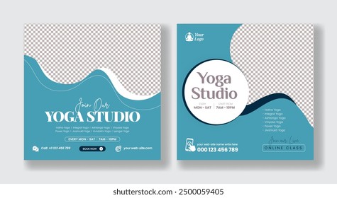 Yoga, meditation, wellness banner for social media post, ads template