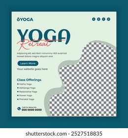 Yoga, meditation, and wellness banner for social media post template design layout