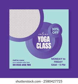 Yoga, meditation, wellness banner for social media post, ads template promotional yoga and meditation advertising template