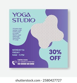 Yoga, meditation, wellness banner for social media post, ads template promotional yoga and meditation advertising template