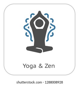 Yoga Meditation and Zen Icon. Flat Design Yoga Poses with Mandala Ornament in Back. Isolated Illustration.