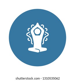 Yoga Meditation and Zen Icon. Flat Design Yoga Poses with Mandala Ornament in Back. Isolated Illustration.